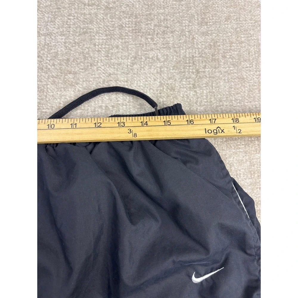Nike Mens XL Black Nylon Jersey Lined Track Pants White Piping Zipper Cuffs